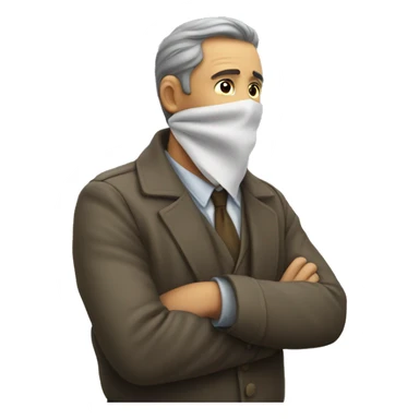 Man facing wall turning slowly with handkerchief on his neck sticker