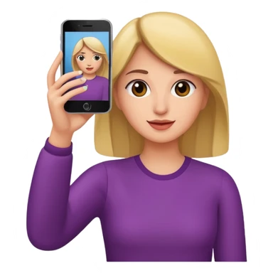  woman holding her phone having selfie sticker