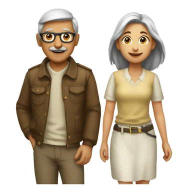 Viejo y chica joven paseando  sticker