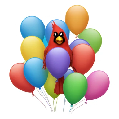 Happy red cardinal with birthday balloons sticker