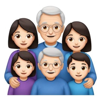 All white grandma and grandpa with 2 girls and 2 boys. The kids should have dark hair sticker