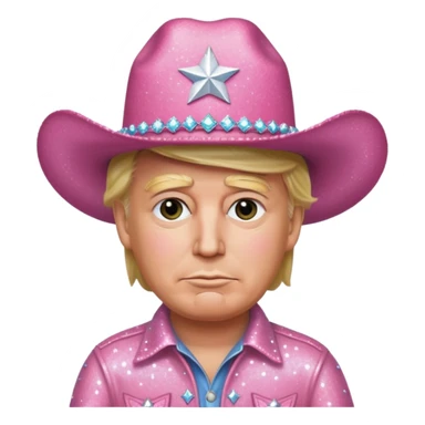 Donald trump wearing a pink sparkly cowboy hat  sticker