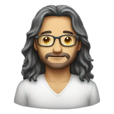 long hair man with glass sticker