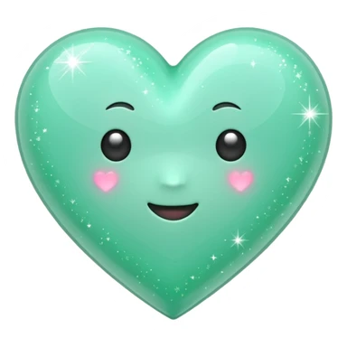 mint green heart with bright sparkles sticker