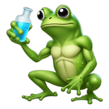 Very Muscular fitness frog doing chemistry sticker