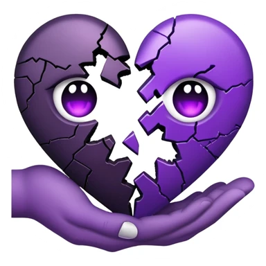 Holding a broken half black and half purple heart sticker