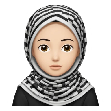 person emoji, black and white keffiyeh, simple style sticker