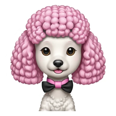 Crie um poddle com um laço rosa estilo ios sticker