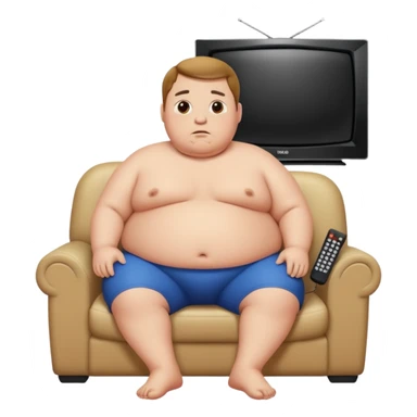 overweight man watching tv sticker
