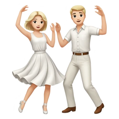 Man and woman dancing white sticker