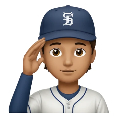 Baseball player tan skin hat saluting black under eye sticker