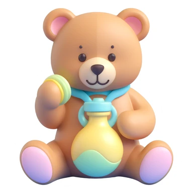 teddy bear holding a pacifier, pastel color palette, gentle and comforting, no text sticker