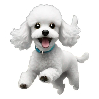Small white poodle being swept away by a tornado sticker