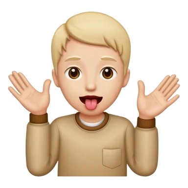 Person with tongue out and hands to the side sticker