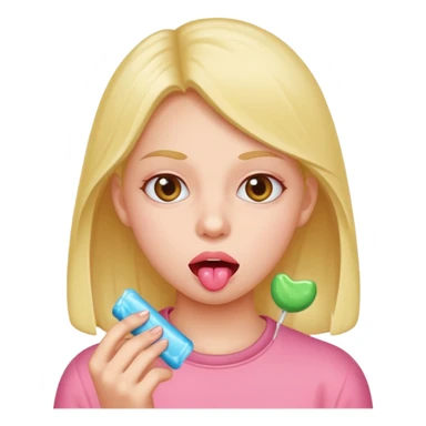 portrait of girl chewing gum sticker