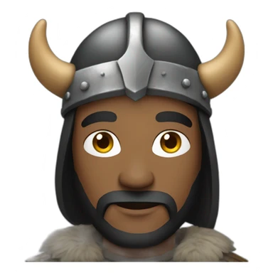 black haired man wearing a viking hat sticker