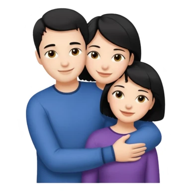 Girl with short black hair and her partner with black hair hugging sticker