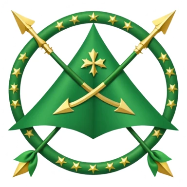 The Circassian flag has a green background with twelve gold stars forming an arc that looks like a bow. There are three crossed arrows in the center of the flag. sticker