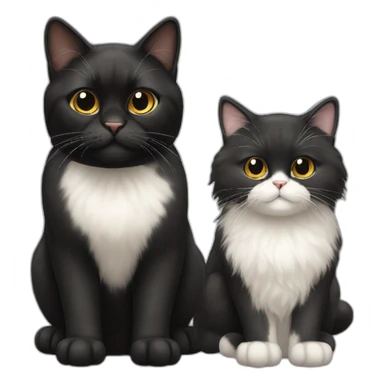 Black golden cat and white persian cat sticker