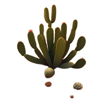 Cinematic Realistic Desert Emoji, Expansive and arid, with vast stretches of golden sand dunes and scattered cacti, the sun casting a warm, almost orange glow over the dry, cracked earth. The horizon blurs into a heat shimmer, while the occasional desert flower adds a splash of color to the barren landscape. Soft glowing outline, capturing the essence of the harsh yet stunning beauty of the desert, calm and quiet, filled with silence and mystery. sticker