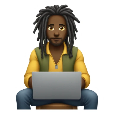 Black-guy-with-dreads-sitting-down-on-chair facing-foward-focused-on-laptop-computer- sticker