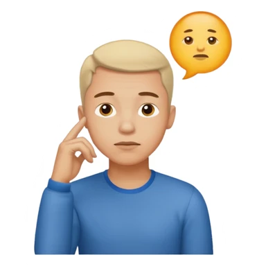 man in thinking pose looking top right up sticker