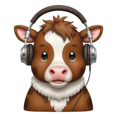 cute cow with headphones sticker