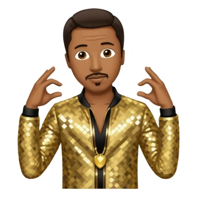 MC Hammer with dark brown hair, gold sequin outfit sticker