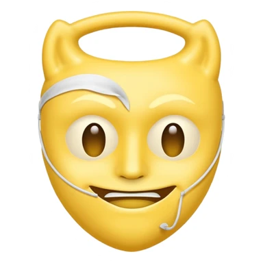 A sad face emoji holding a happy face mask sticker