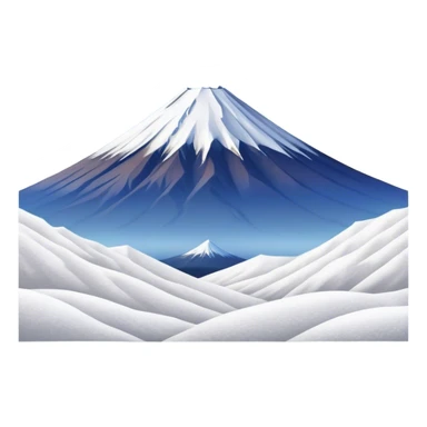 Cinematic Realistic Mount Fuji Landscape Emoji, depicted with the iconic snow-capped peak set against a serene sky rendered with lifelike textures and breathtaking, natural lighting. sticker