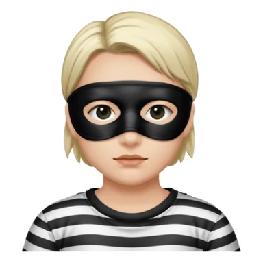 Thief with black eye type mask and black and white striped prison clothes sticker