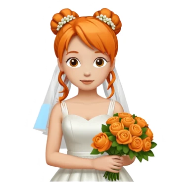 orange haired with bun bride with bouqet sticker