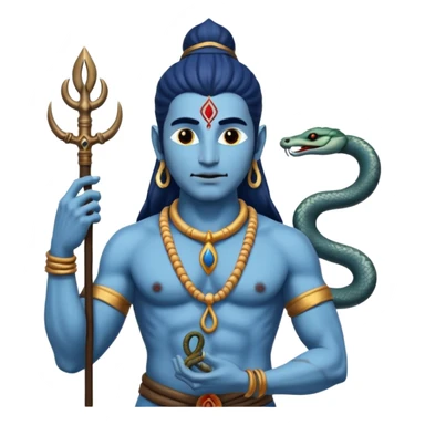 Mahadev real god  shiv not like cartoon  blue body and trishul and and had damru and nack around sanke  sticker