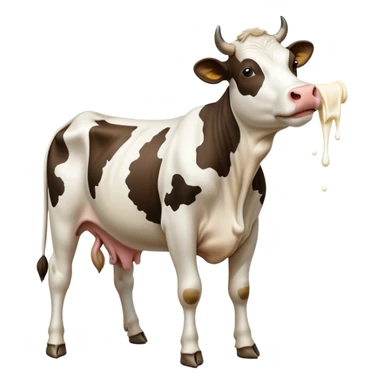A cow standing on hind legs spewing mil from udders sticker