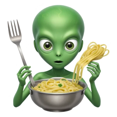 alien holding pasta sticker
