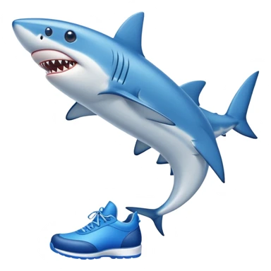 A blue shark with blue shoes sticker
