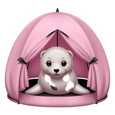 Seal in a light pink tent  sticker