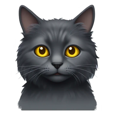 Fluffy dark grey cat with yellow eyes sticker