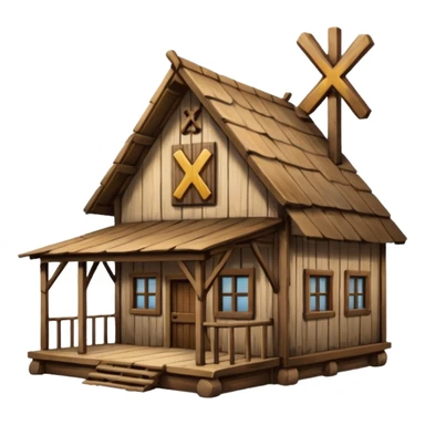 an inn with a big X on it sticker