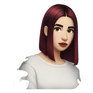 Dua Lipa with dark red hair sticker