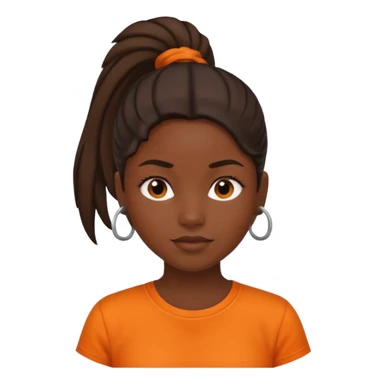 black girl with orange shirt and ponytail sticker