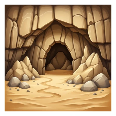 generate realistic detailed cave in 3d style with sand  sticker