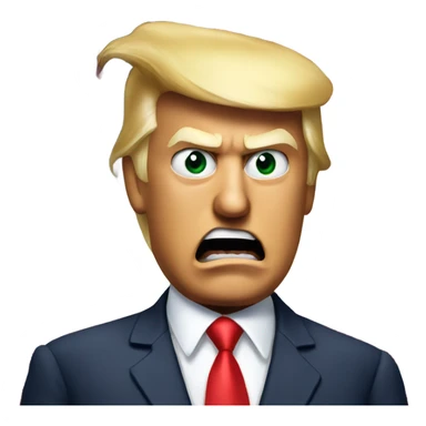 Donald trump angry speaking with US flag on background sticker