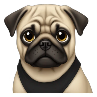 pug wearing a black t-shirt sticker