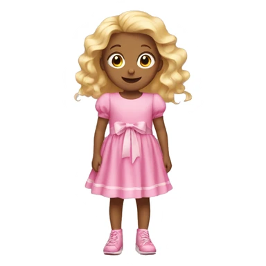 little girl with blonde hair then wears a pink dress with ribbons   sticker