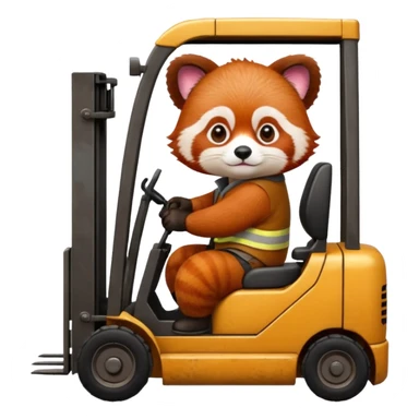 Red panda driving forklift. Make sure it looks like a red panda with all fur variations sticker