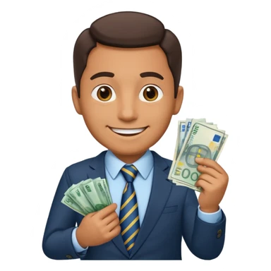 AN UNCLE with a tie in business clothes and with euro money
 sticker