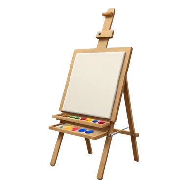 drawing board easel with canvas and paintbrush sticker