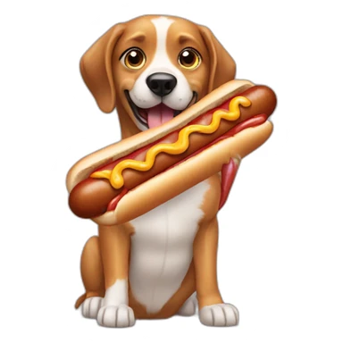 Dog eating an Hotdog  sticker