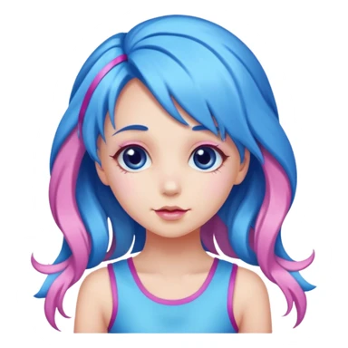 candy girl with very long blue-pink mixed candy hair with ribbon and no tattooes sticker